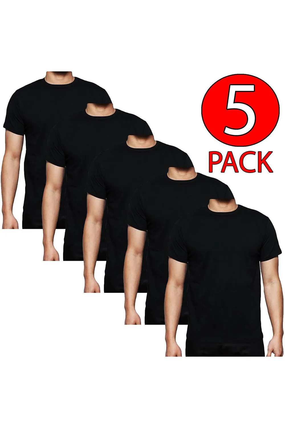 5 Pack Mens Plain Polycotton T-shirt