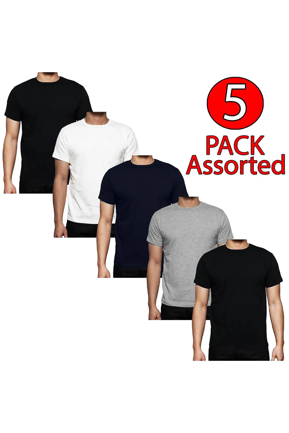 5 Pack Mens Plain Polycotton T-shirt