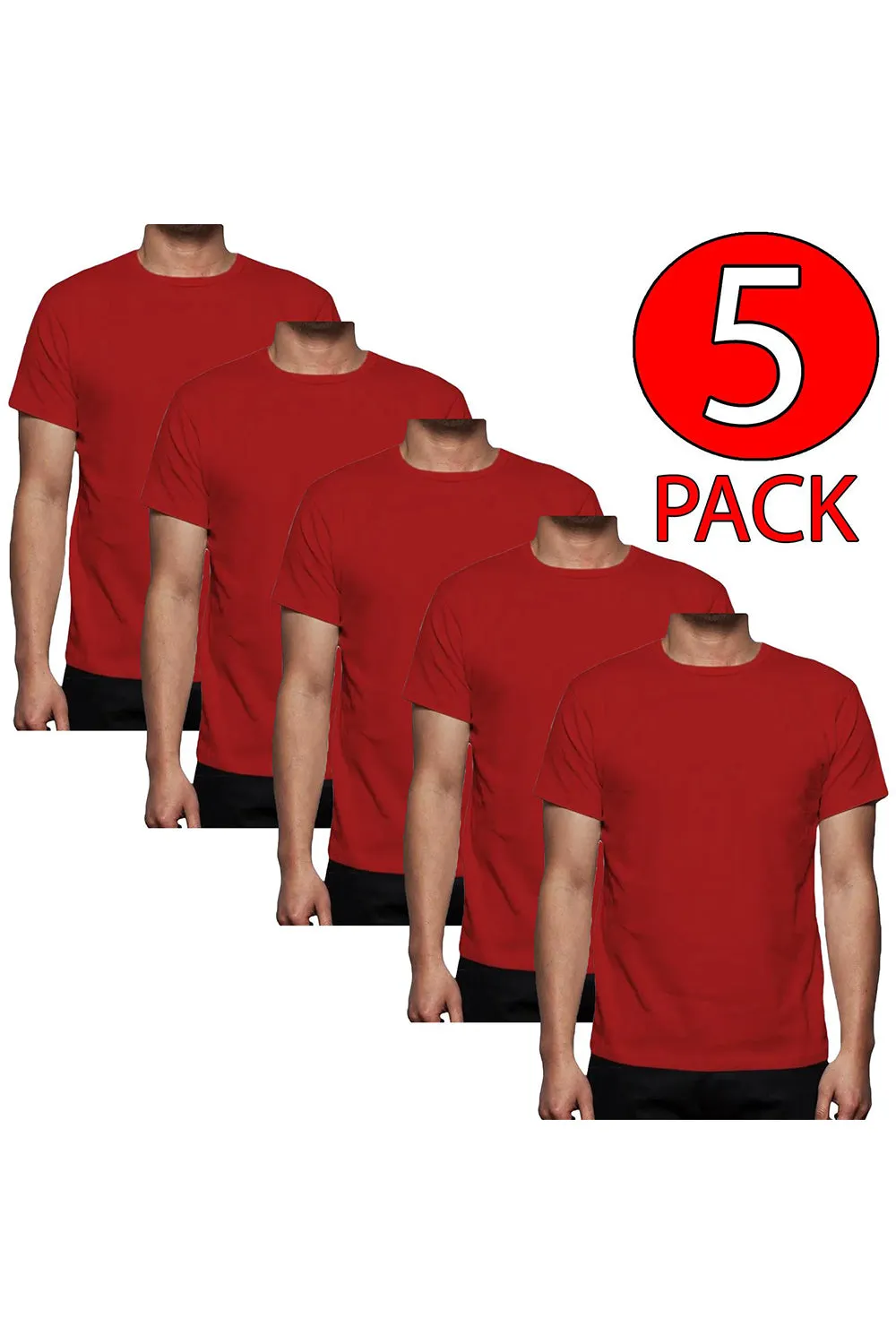 5 Pack Mens Plain Polycotton T-shirt