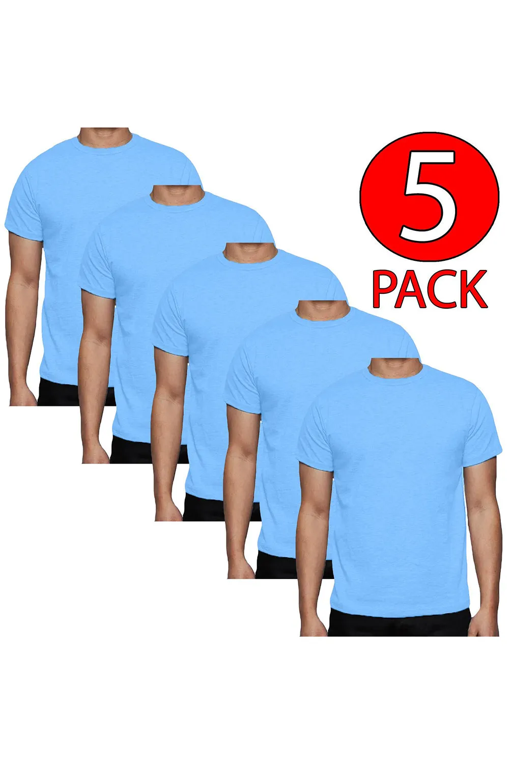 5 Pack Mens Plain Polycotton T-shirt