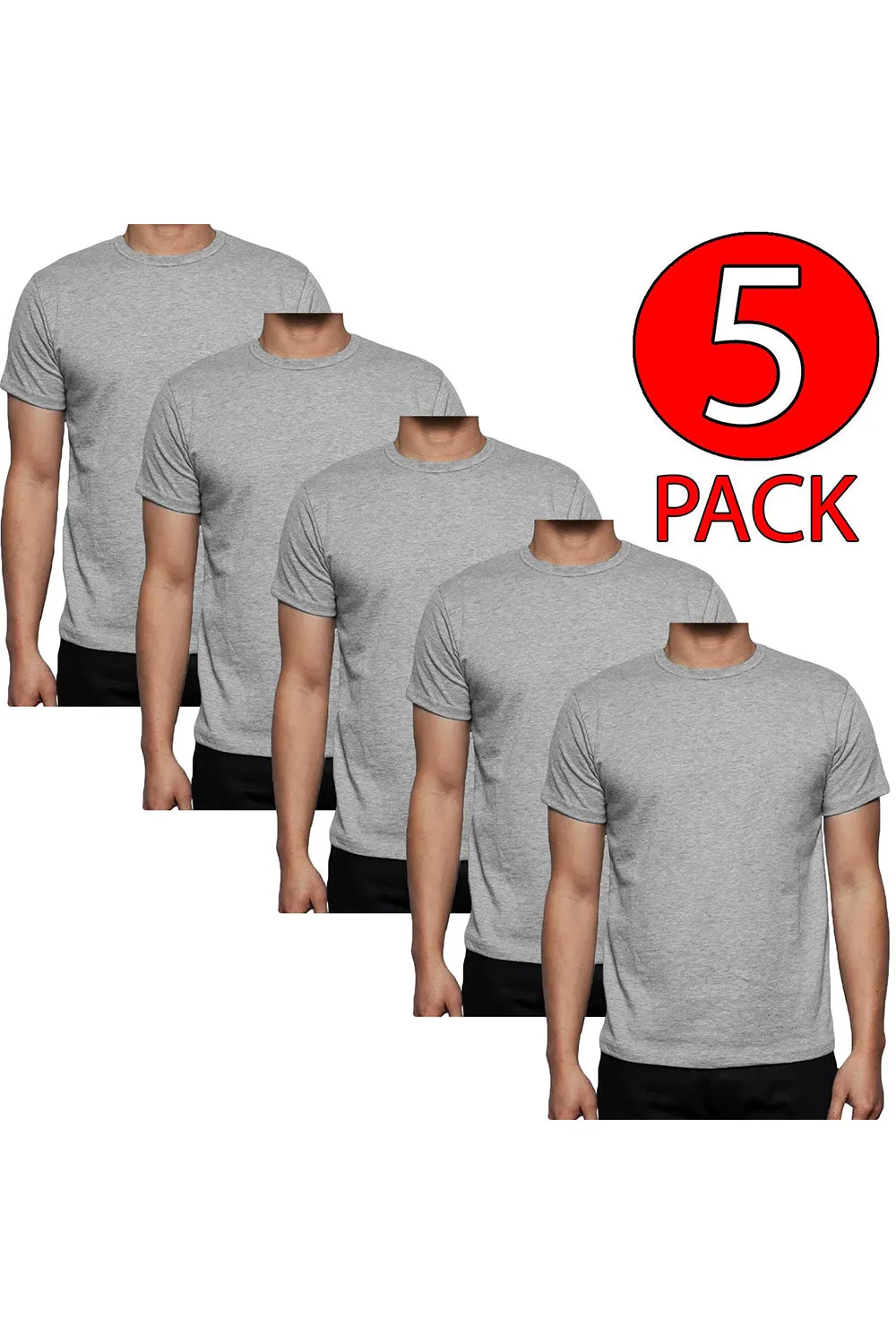 5 Pack Mens Plain Polycotton T-shirt