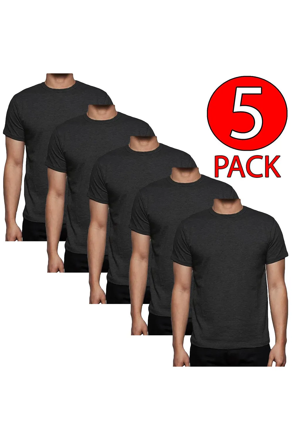 5 Pack Mens Plain Polycotton T-shirt