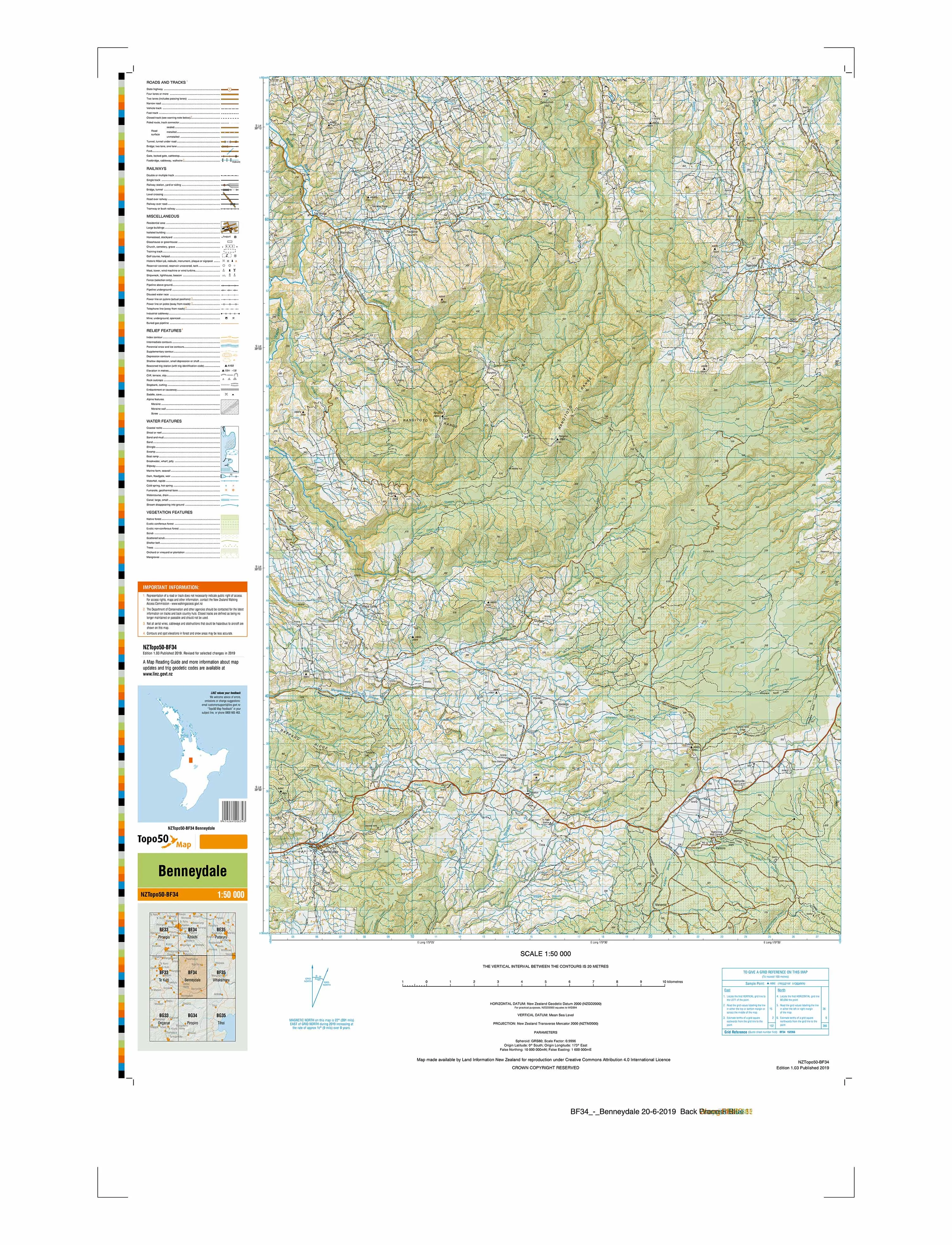 BF34 - Benneydale Topo50 map