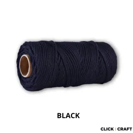 Black Macrame Cords | 3-Strand 100% Cotton Cords 100m/109yd