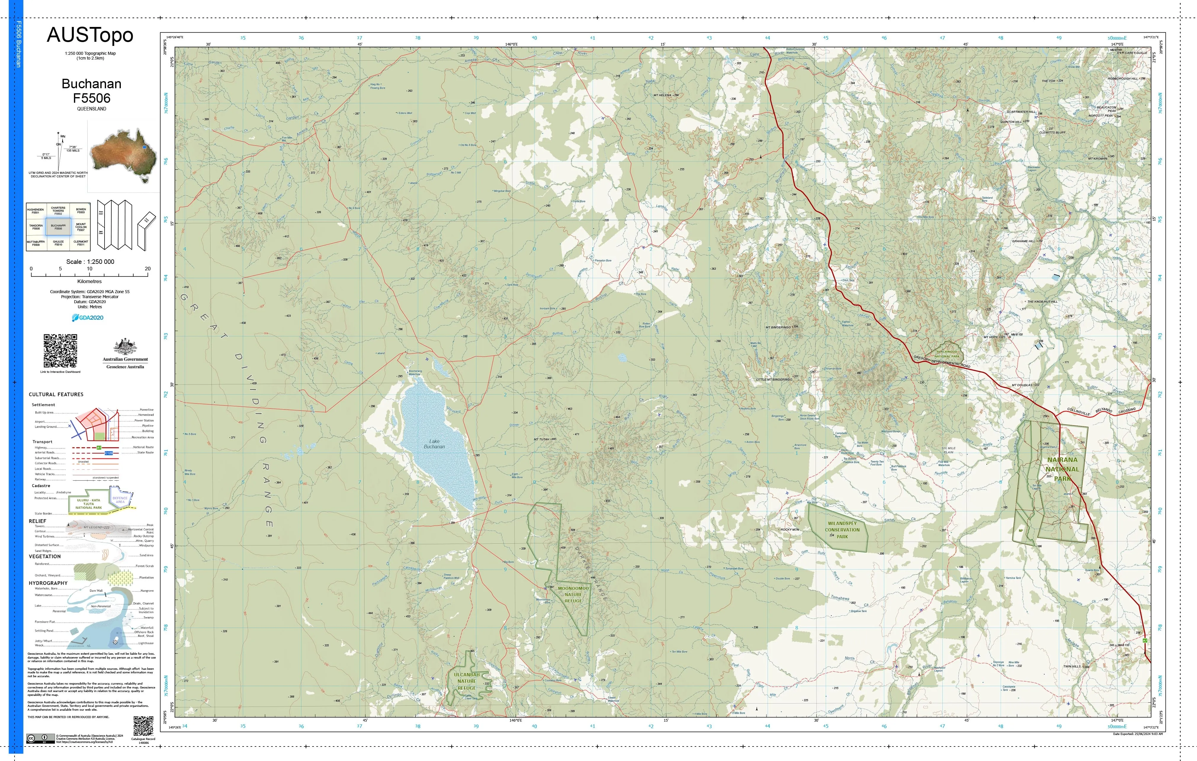 Buchanan F5506 AUSTopo 1:250,000 Map