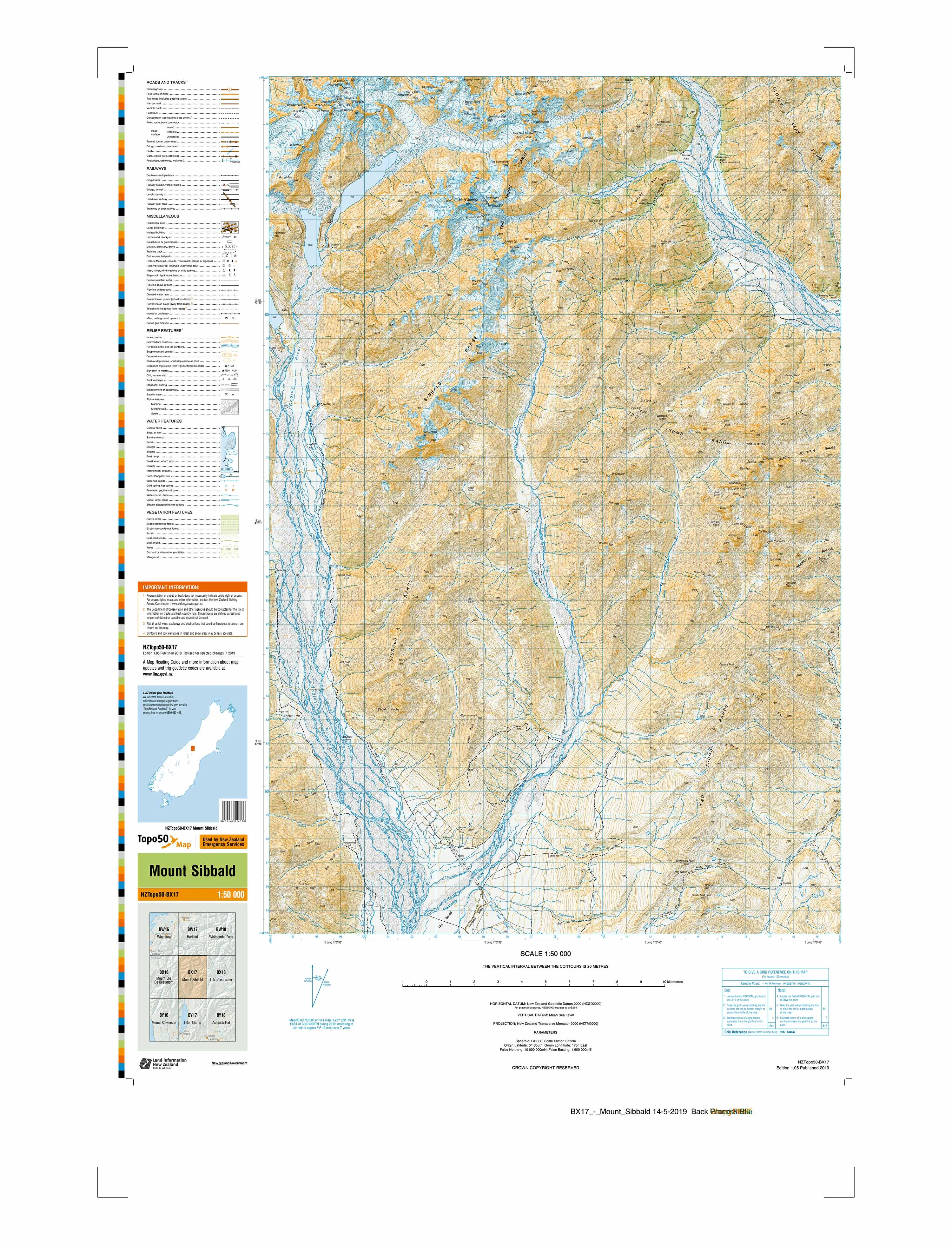 BX17 - Mount Sibbald Topo50 map