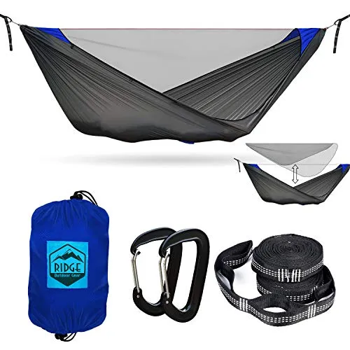 Camping Hammock with Mosquito Net - Pinnacle 360 11 ft - Ultralight Hammock Tent Bundle with Bug Netting, Straps, and Carabiners Fully Removable Net