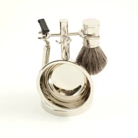 Chrome Shaving Kit with Badger Brush & Stand