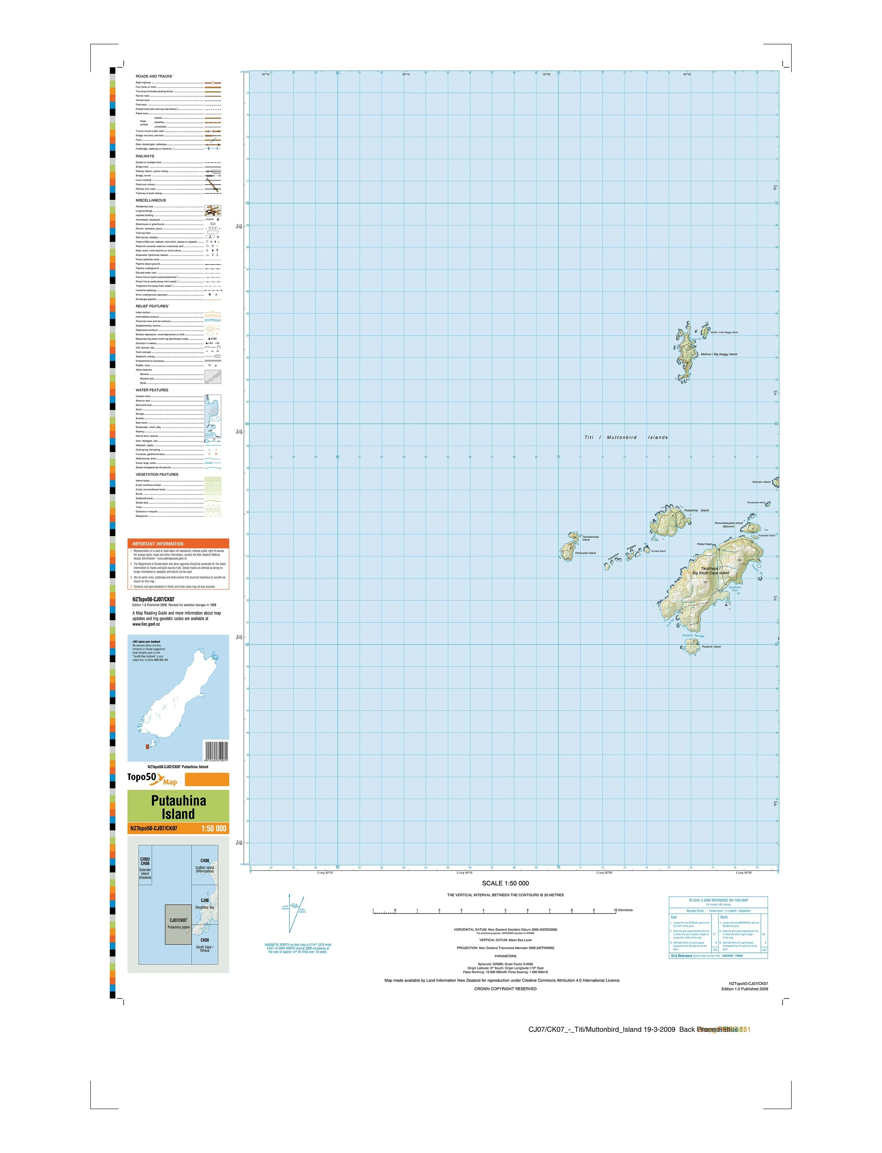 CJ07CK07 - Putauhina Island Topo50 map