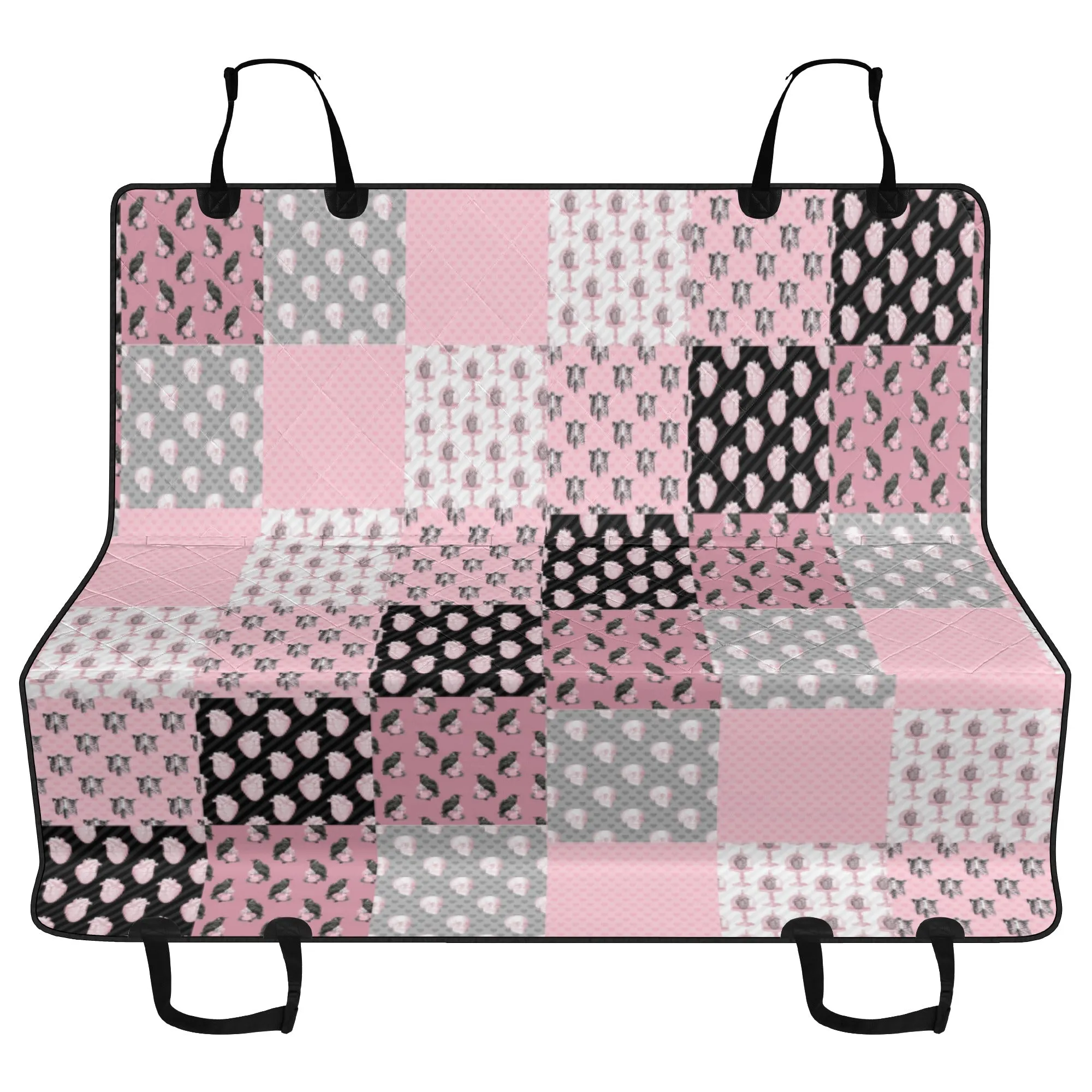 Dog Car Seat Covers and Hammocks | Pet Accessories | Back Seat Cover for Dogs and Cats- Pastel Goth Checkered