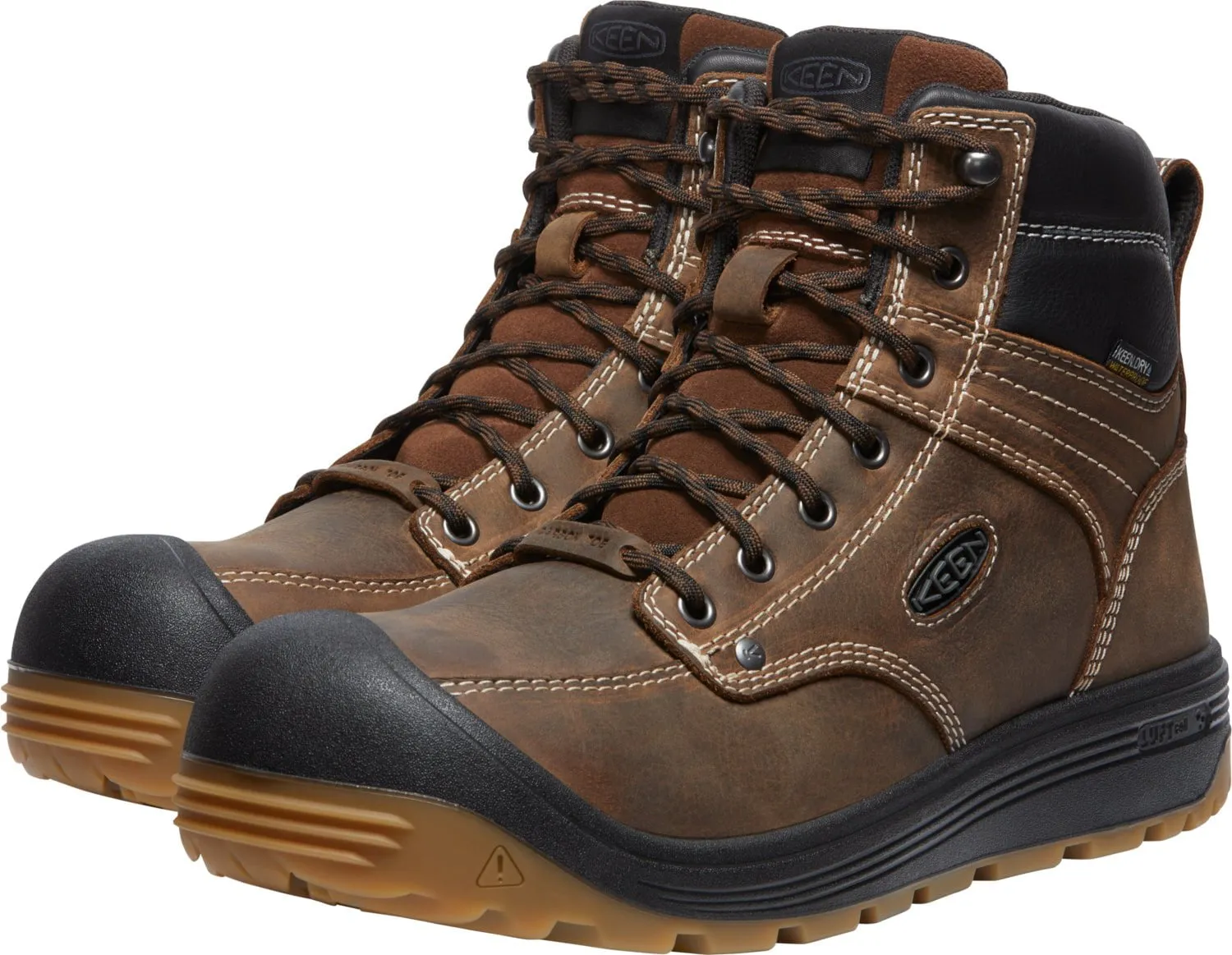 Keen Utility Mens Fort Wayne 6in WP CT Dark Earth/Gum Leather Work Boots