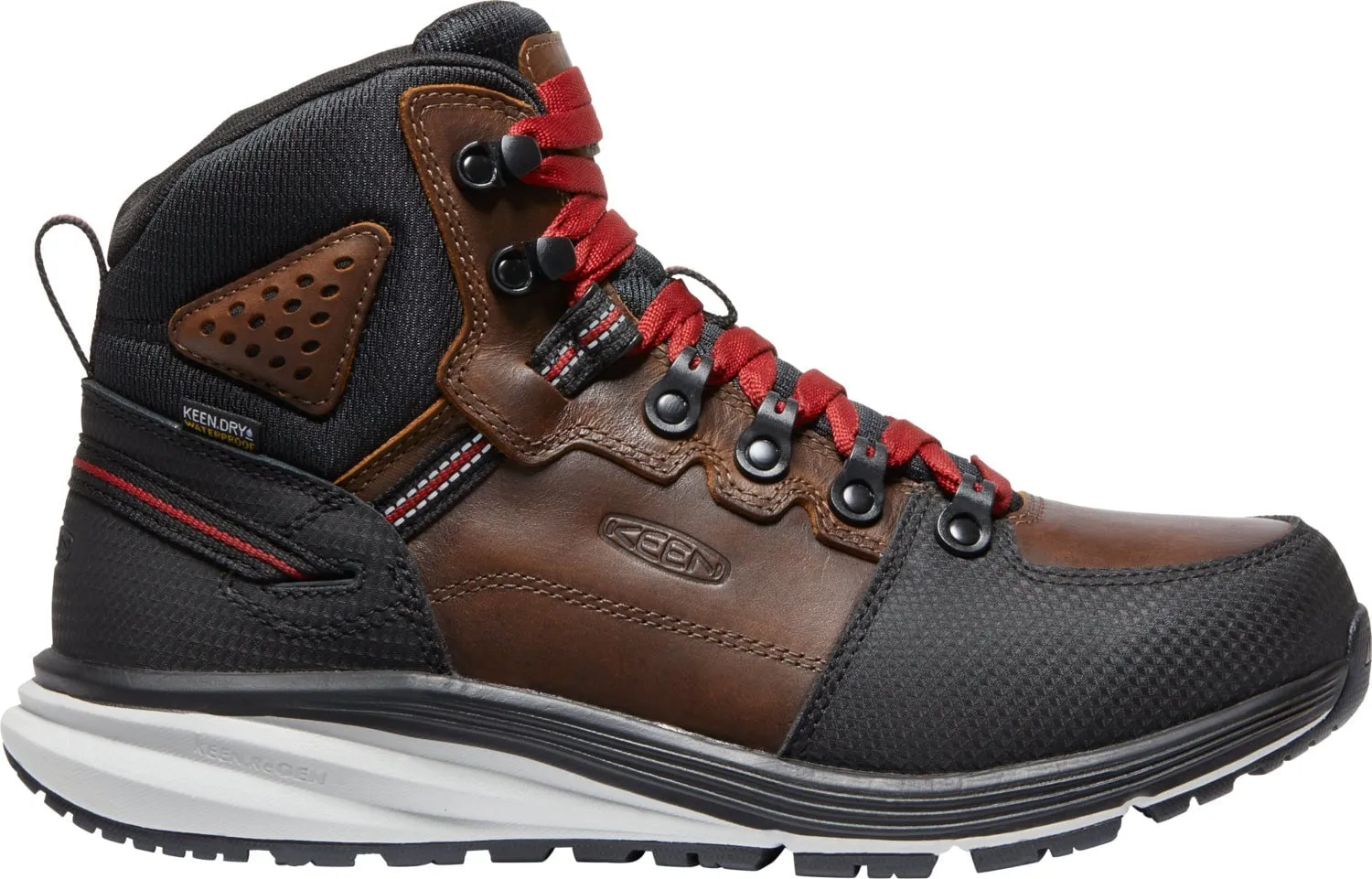 Keen Utility Mens Red Hook Mid WP Soft Toe Tobacco/Black Leather Work Boots