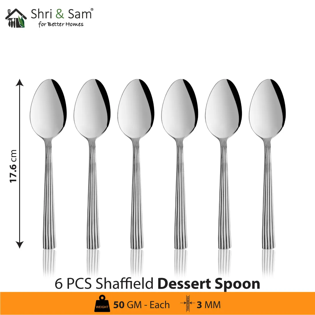 Stainless Steel 24 PCS Cutlery Set (6 Pcs Tea Spoon, 6 Pcs Dessert Spoon, 6 Pcs Dessert Fork and 6 Pcs Dessert Knife) with Leather Box Shaffield