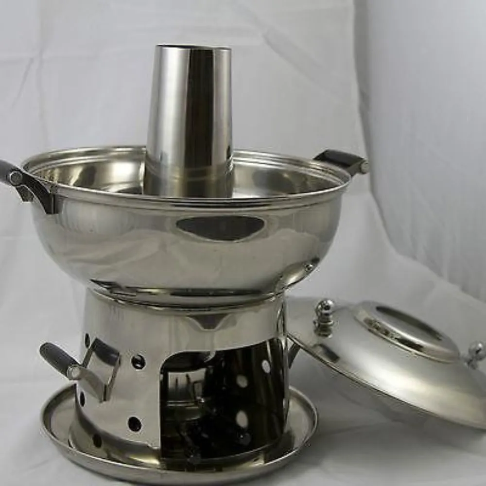 Stainless Steel Mongolian Hot Pot With Alcohol Burner Chinese Steam Boat