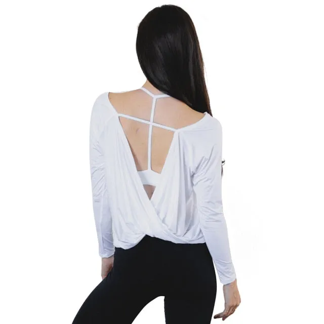 Trendy Yoga Hollow Out Long Sleeve Fitness Shirt